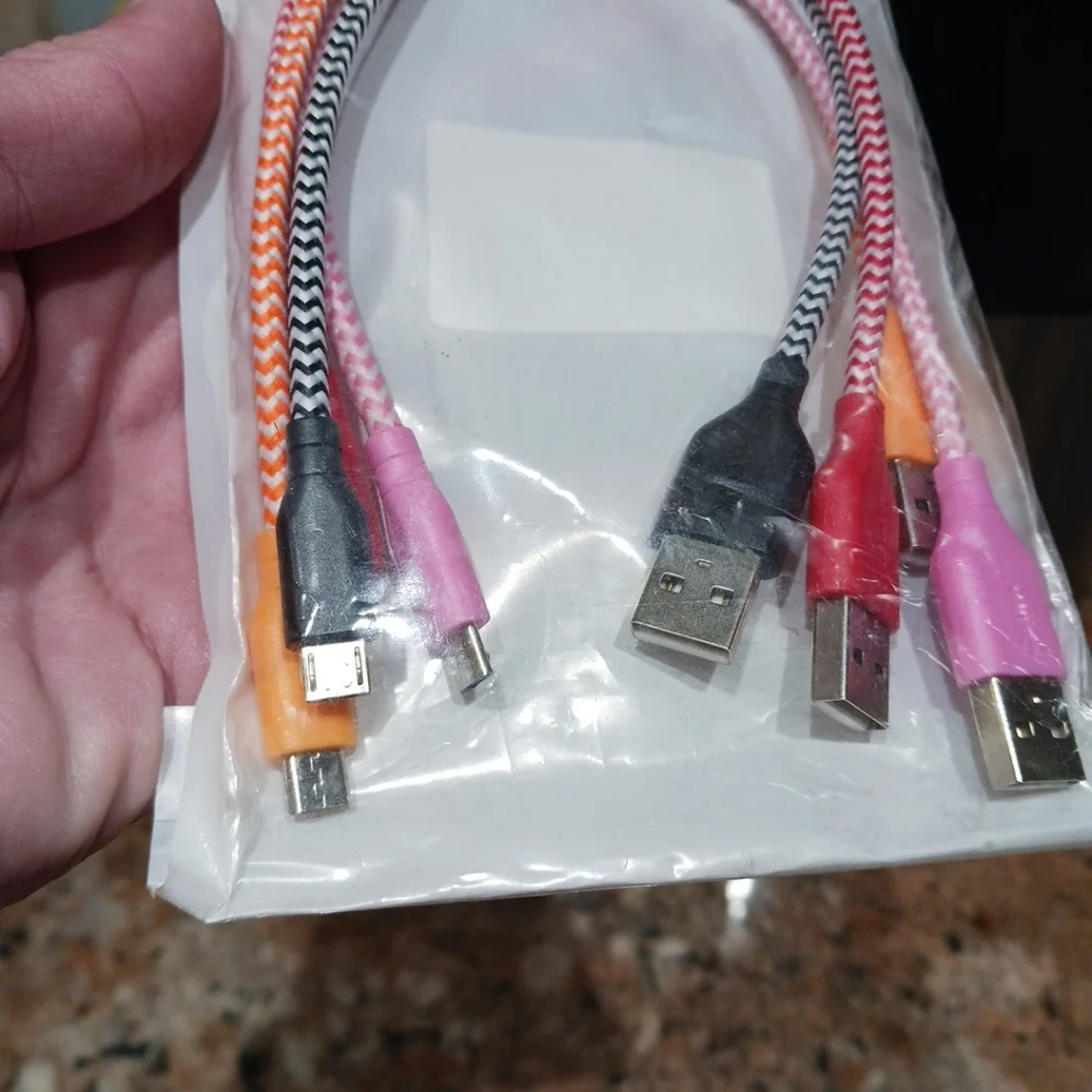 OKRAY 4pc. Micro USB Charging Cables Short Colorful Nylon Braided For Samsung.